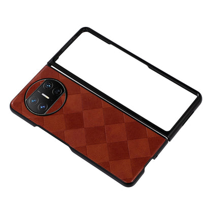 For Huawei Mate X3 5G Grid Texture Phone Case Leather Coated PC Cell Phone Cover