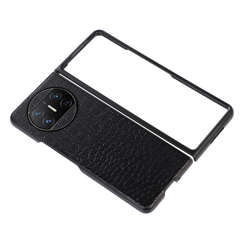 For Huawei Mate X3 5G Folding Phone Case Crocodile Texture Genuine Cowhide Leather Coated PC Cover