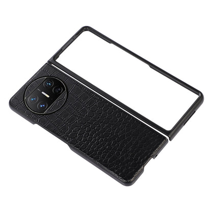 For Huawei Mate X3 5G Folding Phone Case Crocodile Texture Genuine Cowhide Leather Coated PC Cover