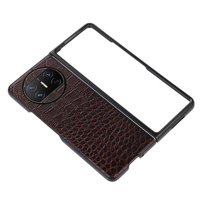 For Huawei Mate X3 5G Folding Phone Case Crocodile Texture Genuine Cowhide Leather Coated PC Cover