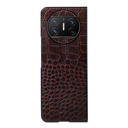 For Huawei Mate X3 5G Folding Phone Case Crocodile Texture Genuine Cowhide Leather Coated PC Cover