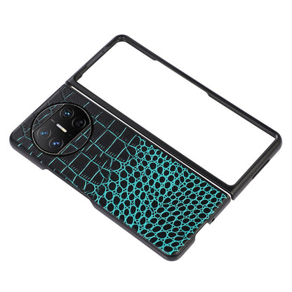 For Huawei Mate X3 5G Folding Phone Case Crocodile Texture Genuine Cowhide Leather Coated PC Cover