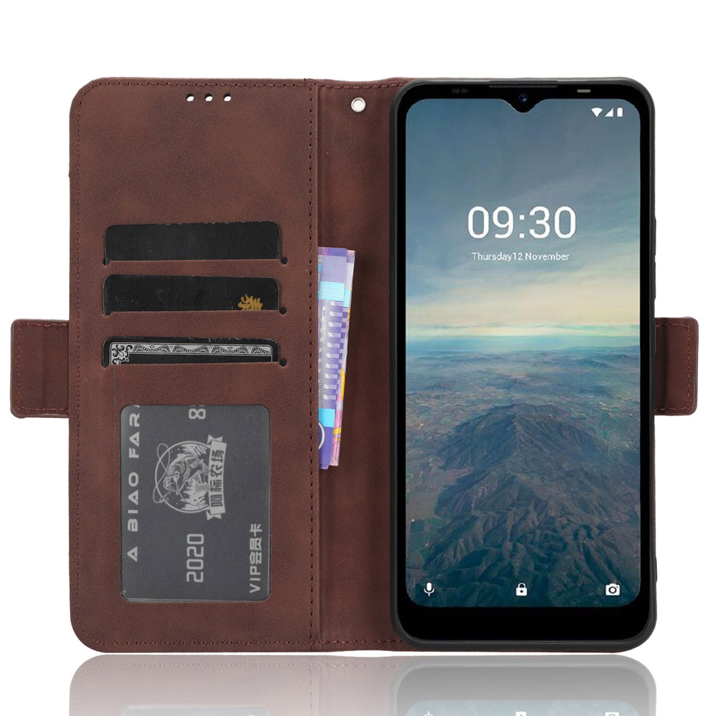 For Vodafone Smart T23 Wallet Phone Case Multiple Card Slots Phone Shell Leather Flip Cover with Stand