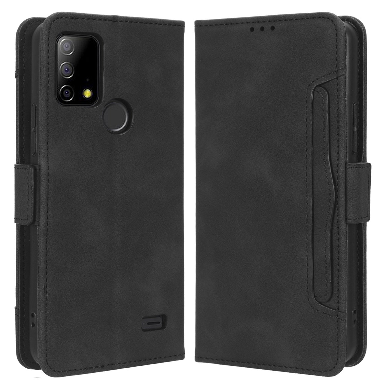 For Vodafone Smart T23 Wallet Phone Case Multiple Card Slots Phone Shell Leather Flip Cover with Stand