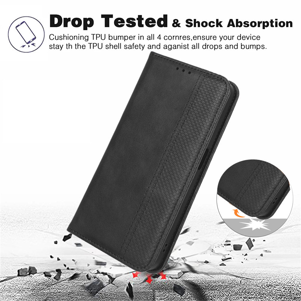 For Vodafone Smart T23 Retro Phone Cover Magnetic PU Leather Stand Cell Phone Wallet Case
