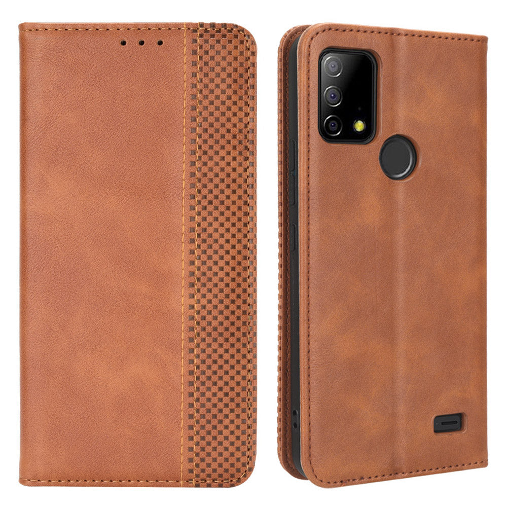 For Vodafone Smart T23 Retro Phone Cover Magnetic PU Leather Stand Cell Phone Wallet Case