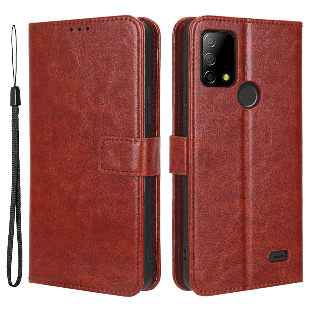 For Vodafone Smart T23 Crazy Horse Texture Wallet Case PU Leather Stand Folio Flip Phone Cover