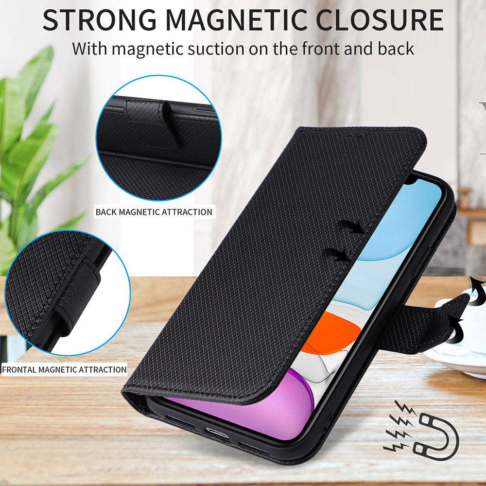 Protective Case for Vodafone Smart T23 PU Leather Flip Cover Diamond Texture Anti-Scratch Wallet Phone Case