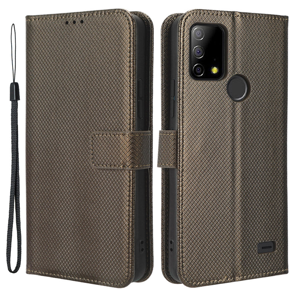 Protective Case for Vodafone Smart T23 PU Leather Flip Cover Diamond Texture Anti-Scratch Wallet Phone Case