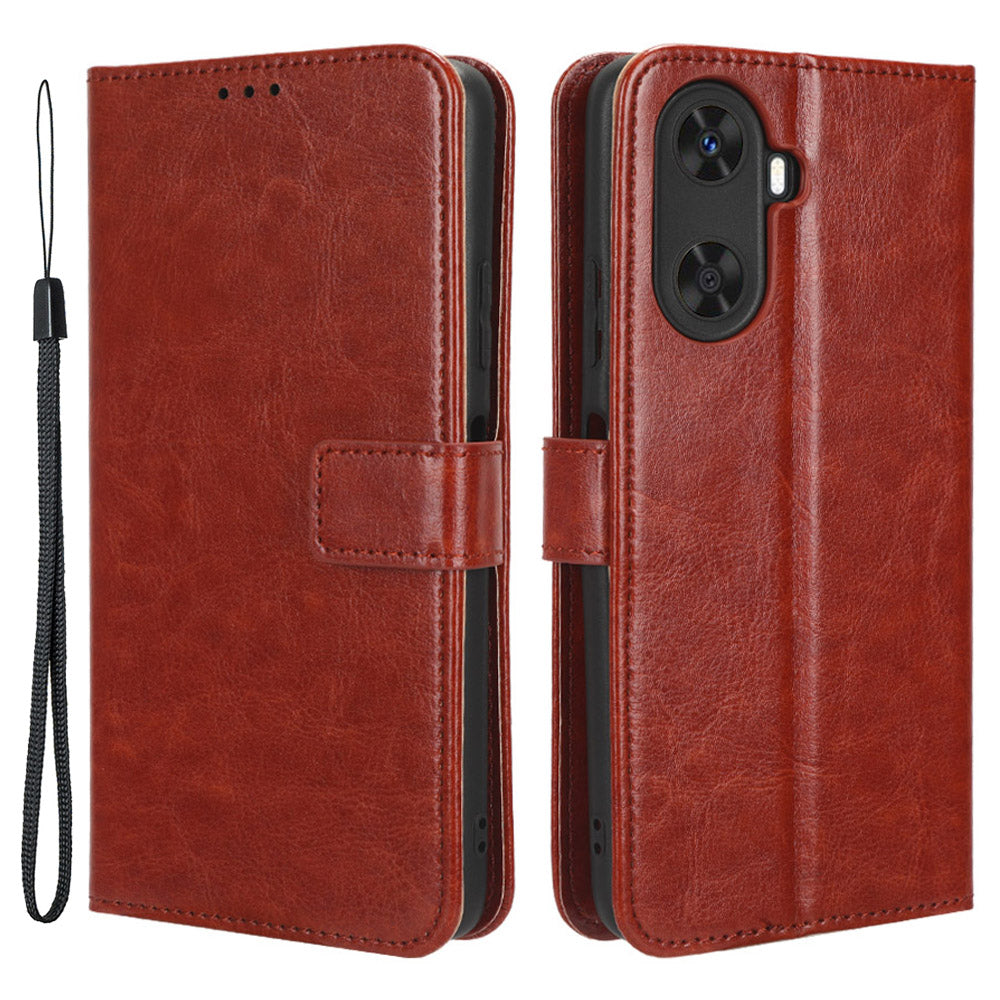 Folio Flip Cover for Huawei Enjoy 60 Shockproof Crazy Horse Texture PU Leather Wallet Phone Case