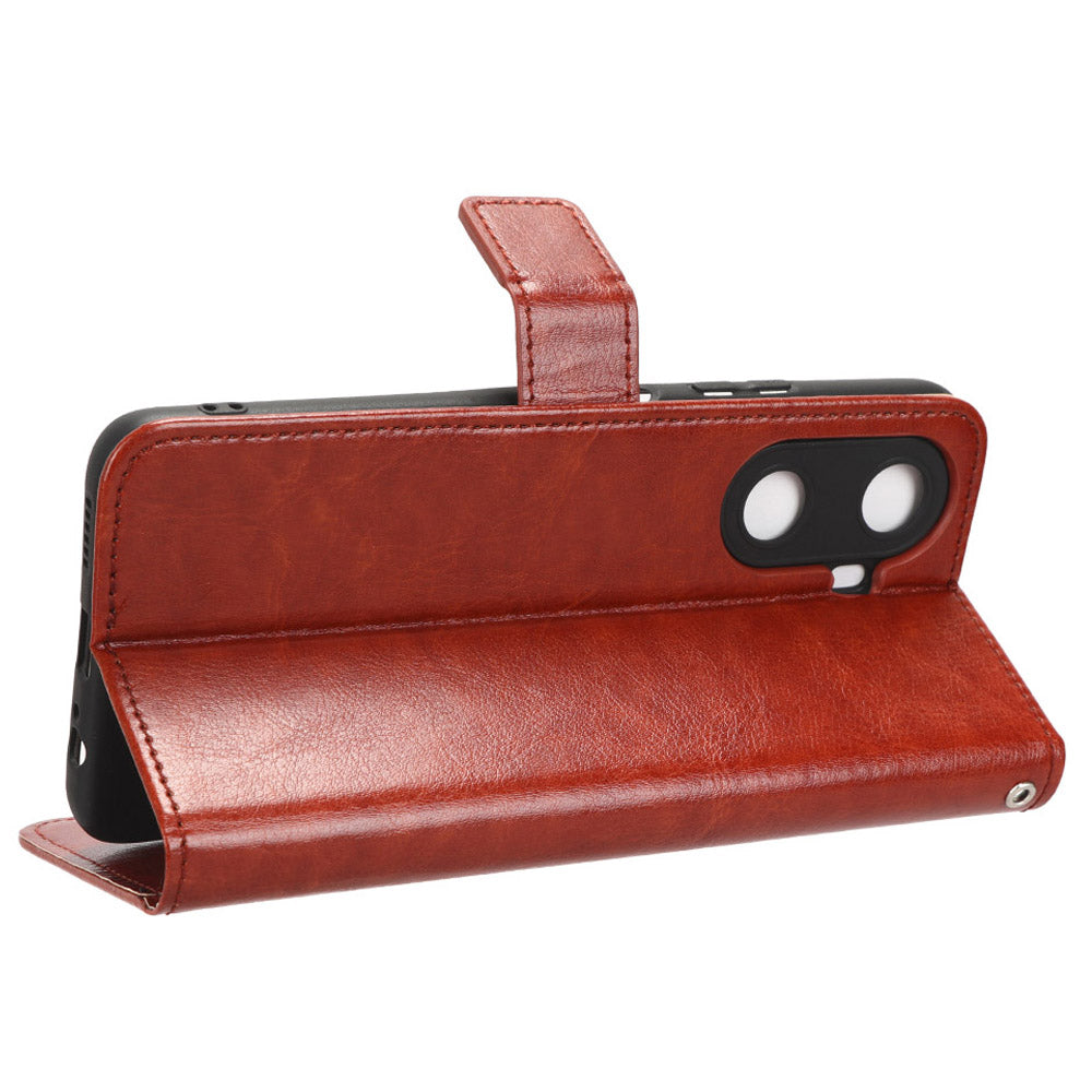 Folio Flip Cover for Huawei Enjoy 60 Shockproof Crazy Horse Texture PU Leather Wallet Phone Case