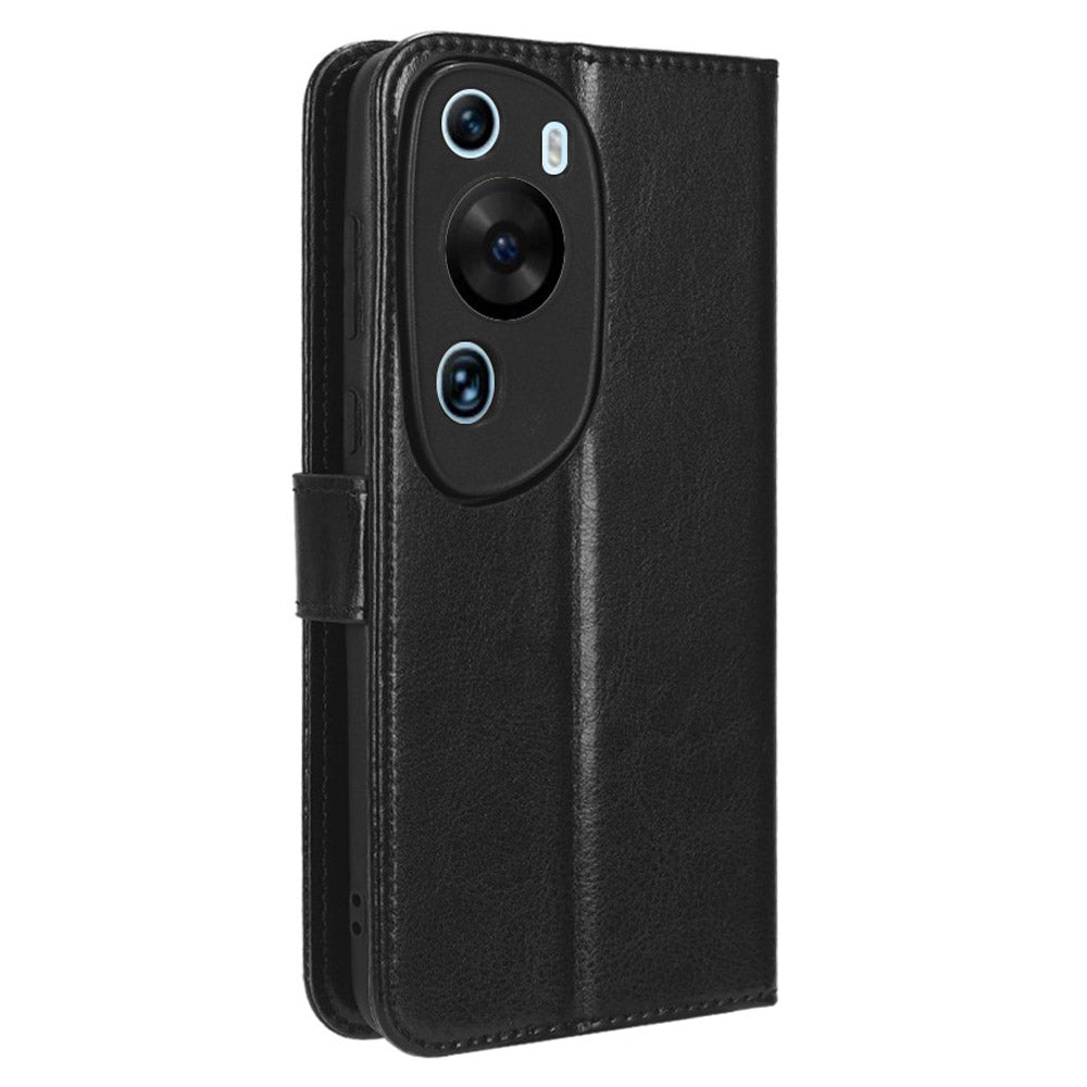 For P60 Art Shockproof Wallet Phone Case Crazy Horse Texture PU Leather Folio Flip Cover