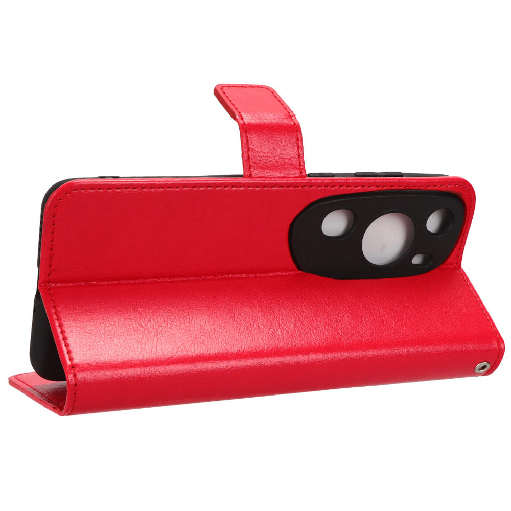 For P60 Art Shockproof Wallet Phone Case Crazy Horse Texture PU Leather Folio Flip Cover