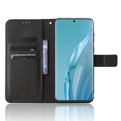 PU Leather Flip Case for Huawei P60 Art Protective Cover Diamond Texture Anti-Drop Wallet Phone Case