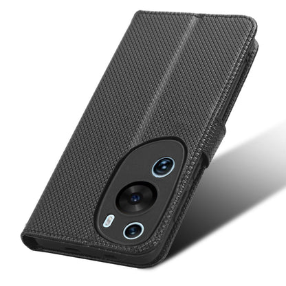 PU Leather Flip Case for Huawei P60 Art Protective Cover Diamond Texture Anti-Drop Wallet Phone Case