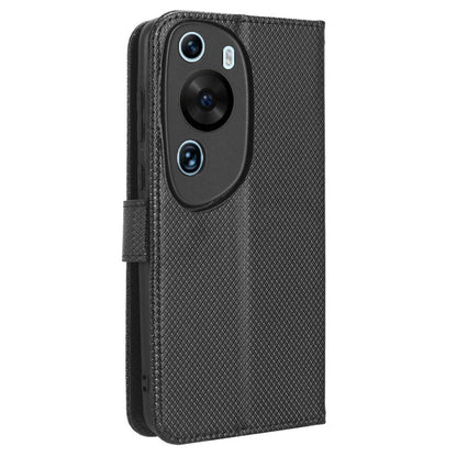 PU Leather Flip Case for Huawei P60 Art Protective Cover Diamond Texture Anti-Drop Wallet Phone Case