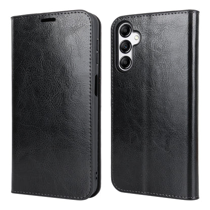 Genuine Cow Leather Phone Cover for Samsung Galaxy A24 4G Crazy Horse Texture Anti-drop Phone Case with Wallet