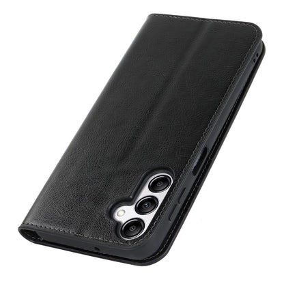 Genuine Cow Leather Phone Cover for Samsung Galaxy A24 4G Crazy Horse Texture Anti-drop Phone Case with Wallet