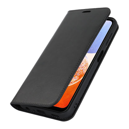 Genuine Cow Leather Phone Cover for Samsung Galaxy A24 4G Crazy Horse Texture Anti-drop Phone Case with Wallet