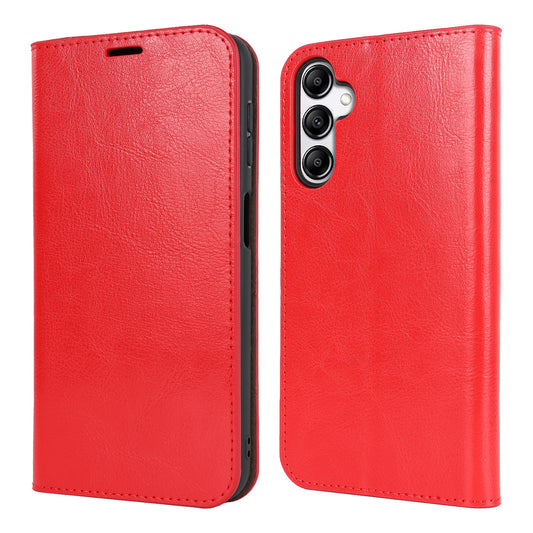 Genuine Cow Leather Phone Cover for Samsung Galaxy A24 4G Crazy Horse Texture Anti-drop Phone Case with Wallet