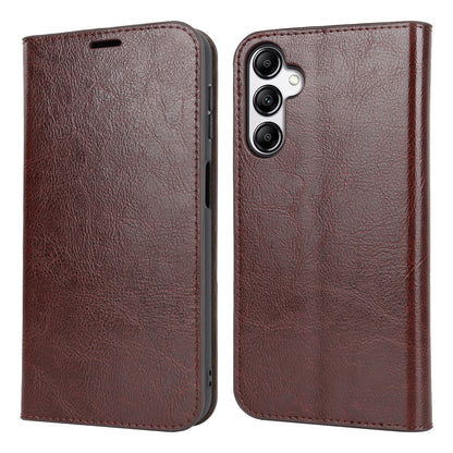Genuine Cow Leather Phone Cover for Samsung Galaxy A24 4G Crazy Horse Texture Anti-drop Phone Case with Wallet