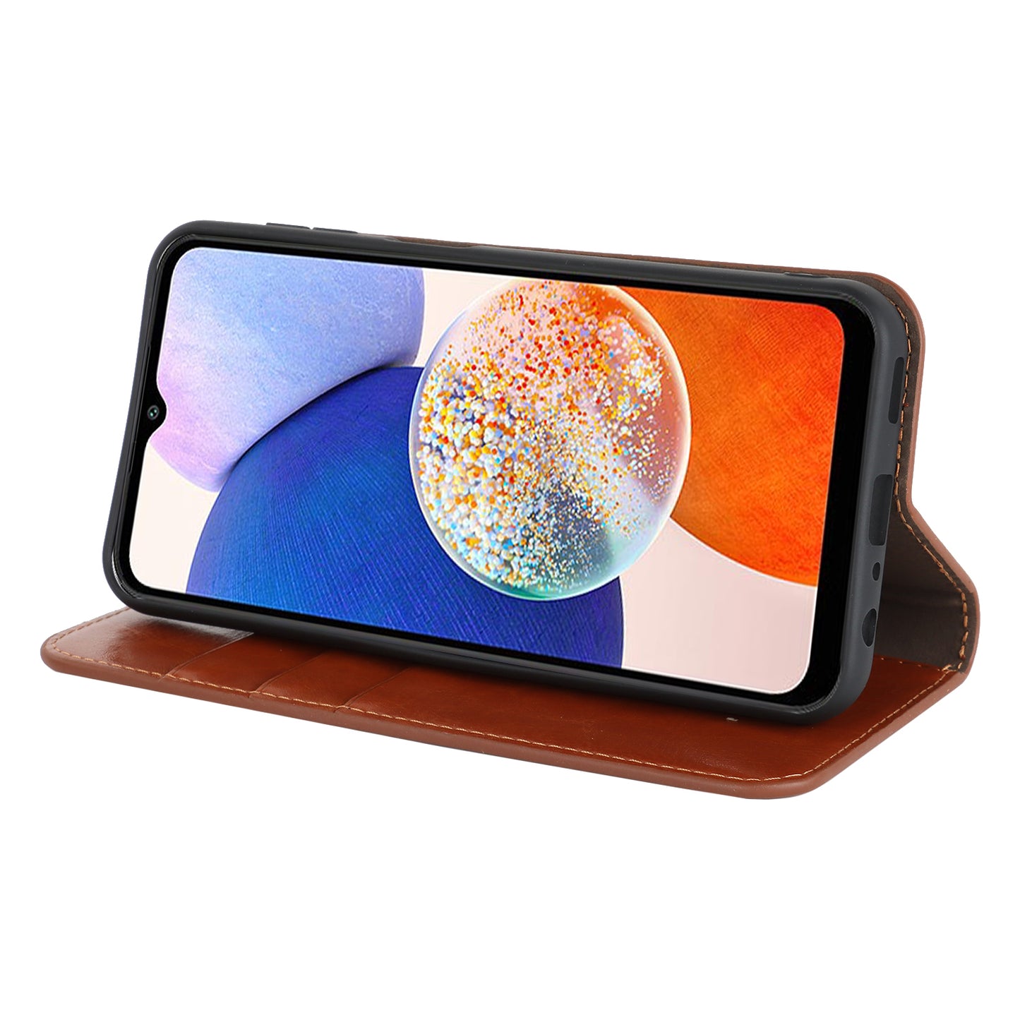 Genuine Cow Leather Phone Cover for Samsung Galaxy A24 4G Crazy Horse Texture Anti-drop Phone Case with Wallet