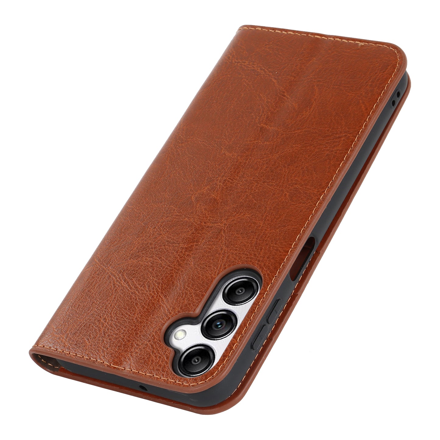 Genuine Cow Leather Phone Cover for Samsung Galaxy A24 4G Crazy Horse Texture Anti-drop Phone Case with Wallet