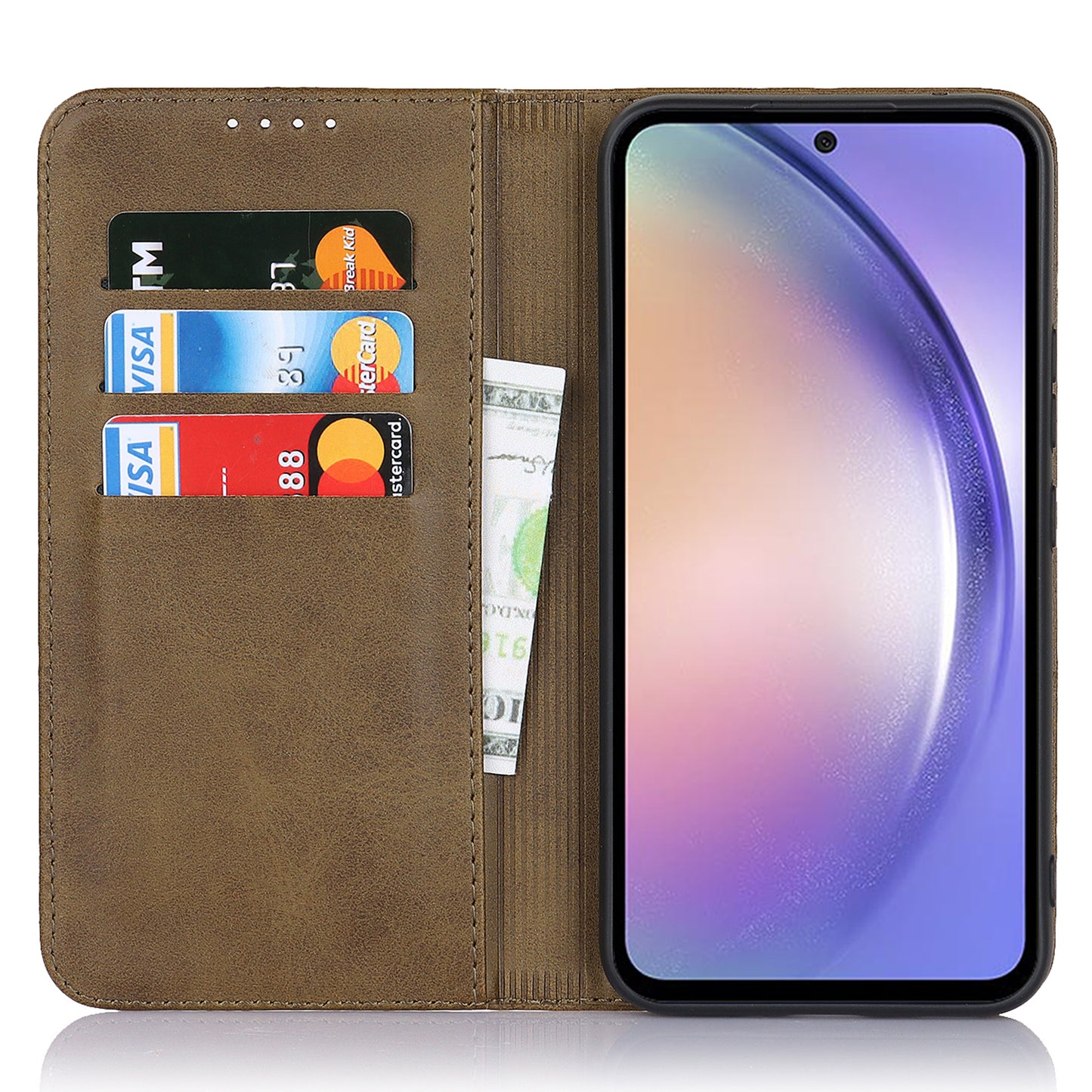 PU Leather Folio Flip Cover for Samsung Galaxy A54 5G Wallet Phone Case Calf Texture Shockproof Case