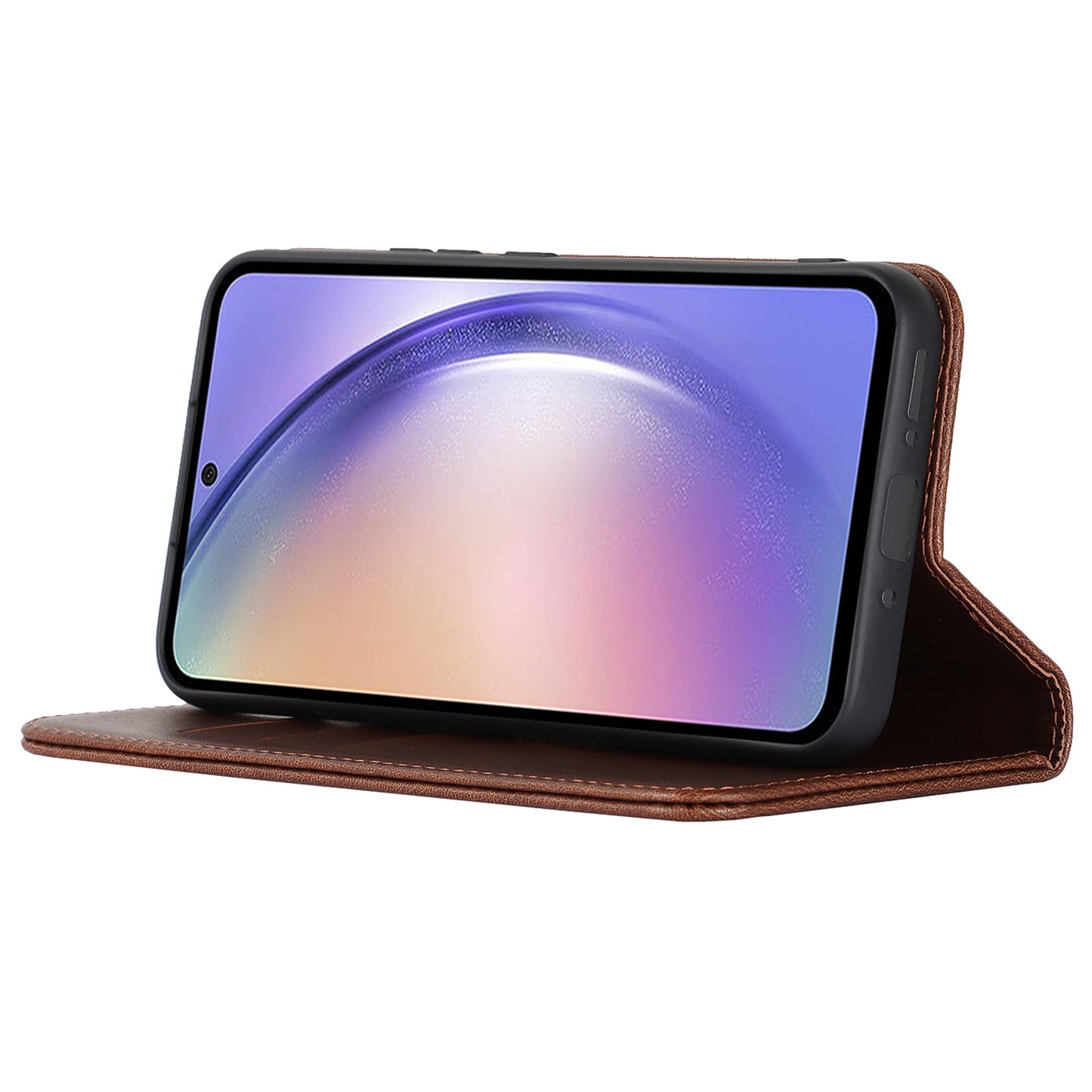 PU Leather Folio Flip Cover for Samsung Galaxy A54 5G Wallet Phone Case Calf Texture Shockproof Case