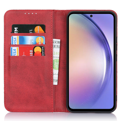 PU Leather Folio Flip Cover for Samsung Galaxy A54 5G Wallet Phone Case Calf Texture Shockproof Case