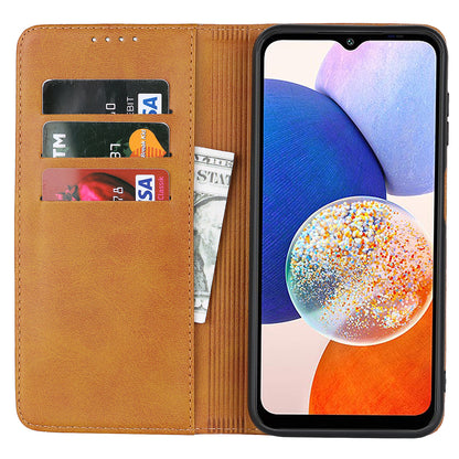 For Samsung Galaxy A14 5G PU Leather Phone Case Calf Texture Stand Wallet Flip Folio Cover