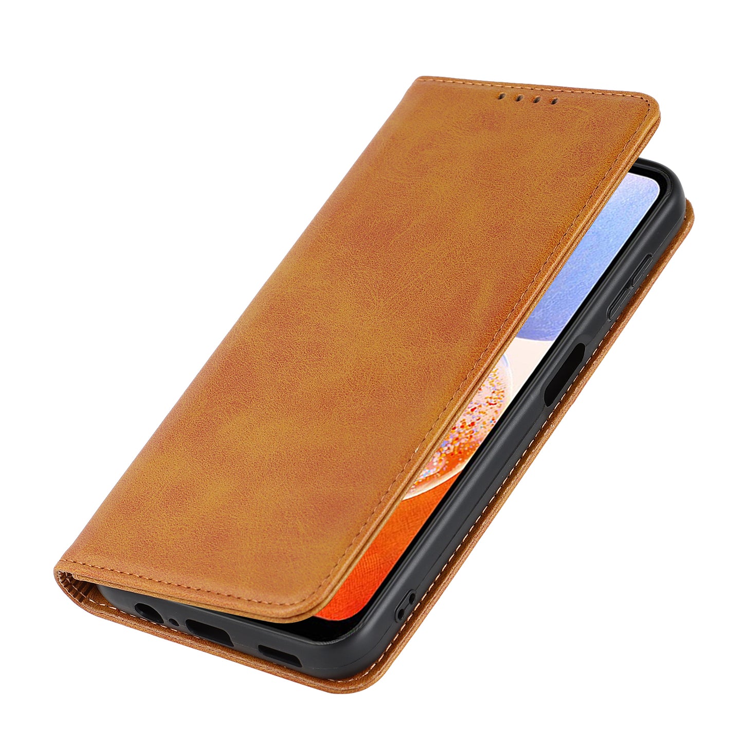 For Samsung Galaxy A14 5G PU Leather Phone Case Calf Texture Stand Wallet Flip Folio Cover