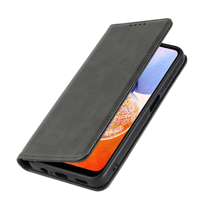 For Samsung Galaxy A14 5G PU Leather Phone Case Calf Texture Stand Wallet Flip Folio Cover