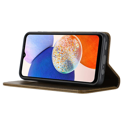 For Samsung Galaxy A14 5G PU Leather Phone Case Calf Texture Stand Wallet Flip Folio Cover