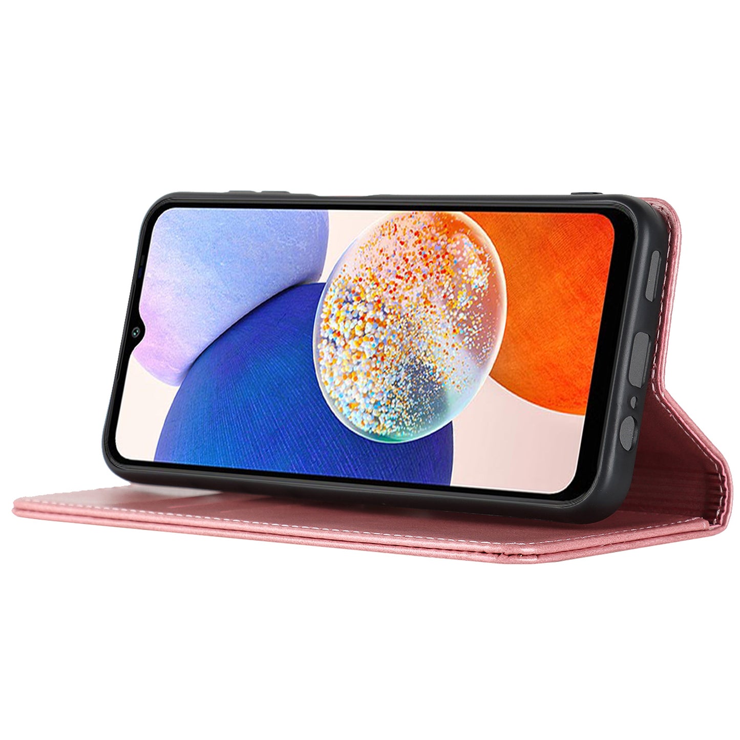 For Samsung Galaxy A14 5G PU Leather Phone Case Calf Texture Stand Wallet Flip Folio Cover