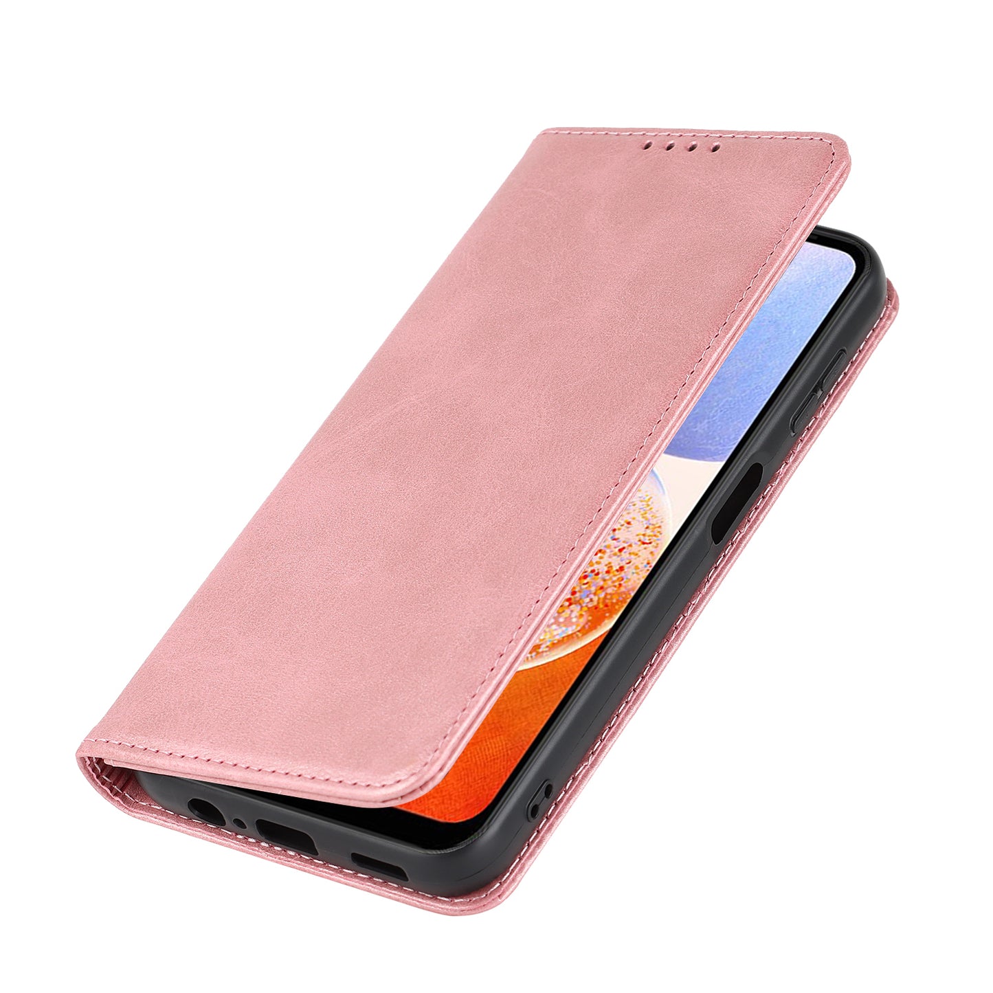 For Samsung Galaxy A14 5G PU Leather Phone Case Calf Texture Stand Wallet Flip Folio Cover