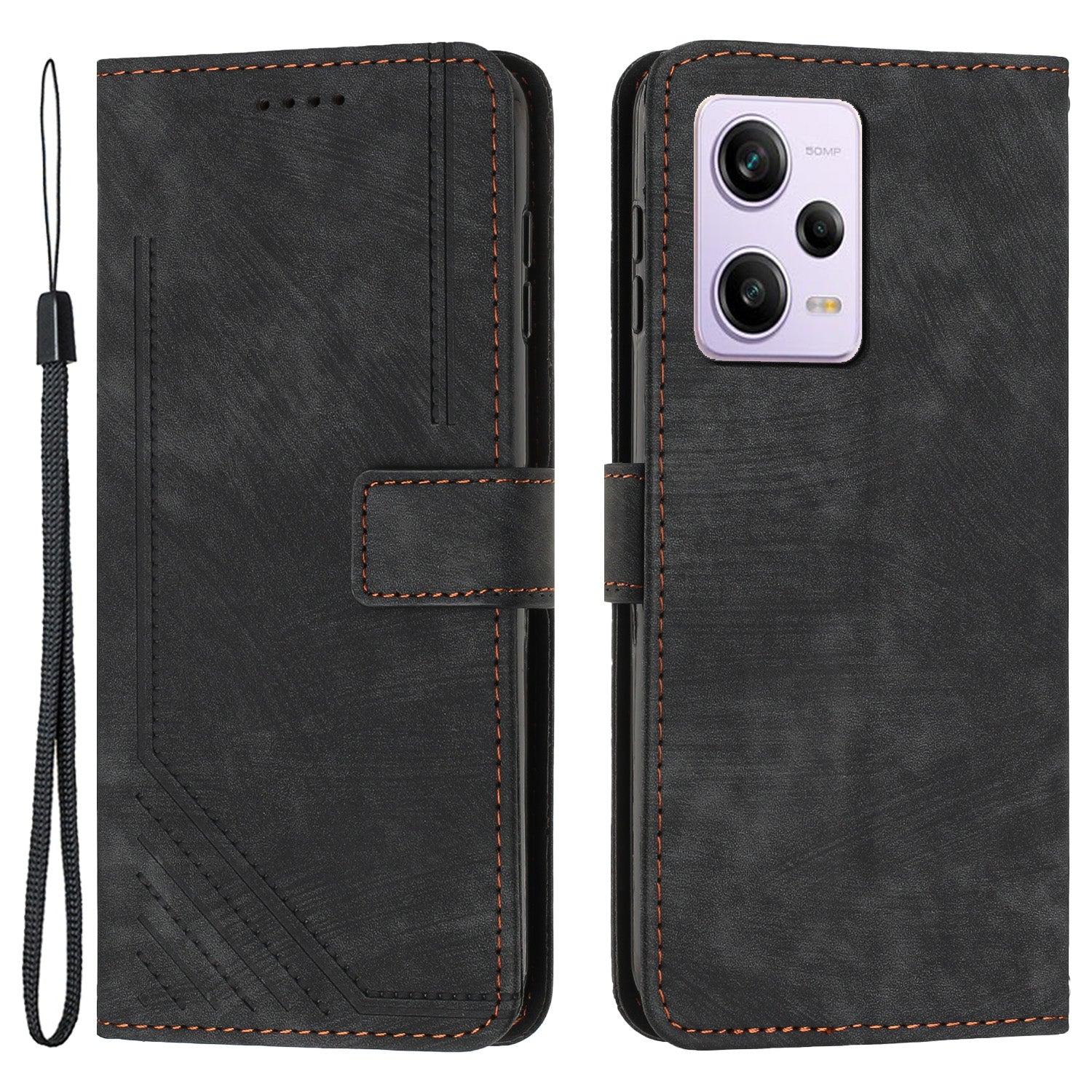 For Xiaomi Redmi Note 12 Pro+ 5G / Note 12 Explorer 5G Skin-touch Phone Case Lines Imprinted Leather Wallet Stand Phone Cover