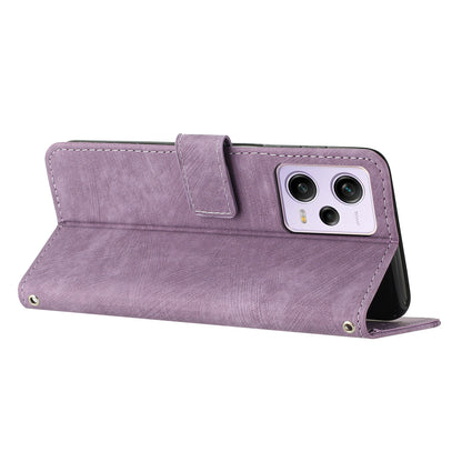 For Xiaomi Redmi Note 12 Pro+ 5G / Note 12 Explorer 5G Skin-touch Phone Case Lines Imprinted Leather Wallet Stand Phone Cover