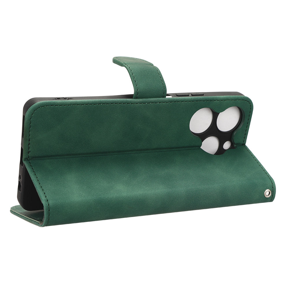 For Tecno Spark 10 Pro Skin-touch Leather Folio Case Wallet Stand Magnetic Protective Phone Cover