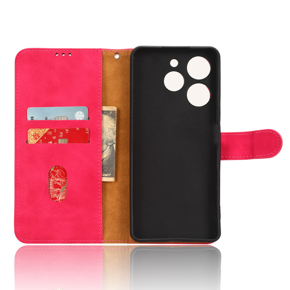 For Tecno Spark 10 Pro Skin-touch Leather Folio Case Wallet Stand Magnetic Protective Phone Cover