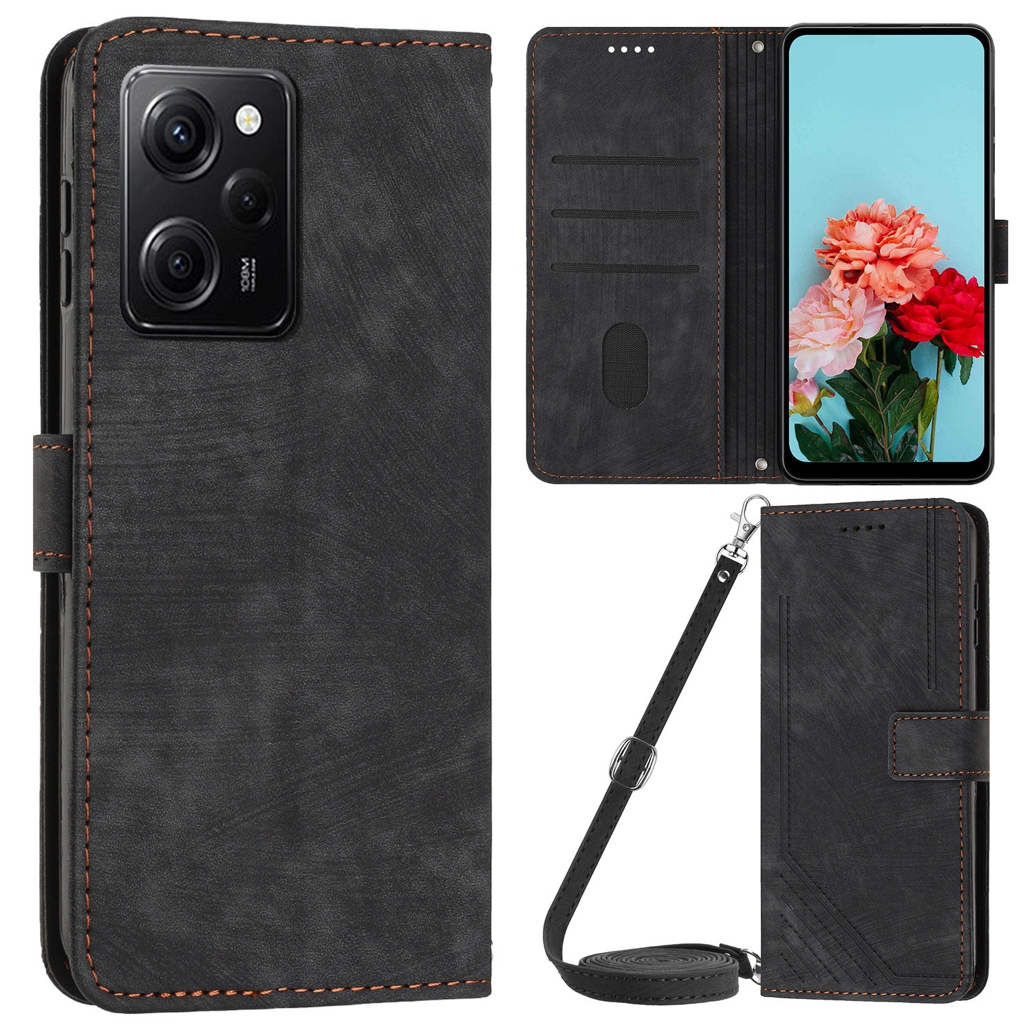 Leather Phone Case For Xiaomi Poco X5 Pro 5G / Redmi Note 12 Pro Speed 5G / Note 12 Pro 5G , Lines Imprinted Wallet Stand Cover