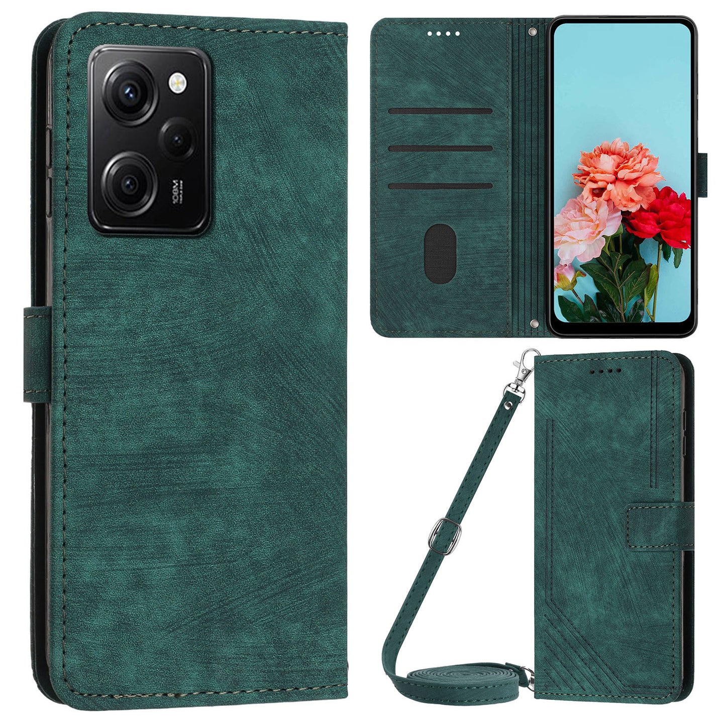Leather Phone Case For Xiaomi Poco X5 Pro 5G / Redmi Note 12 Pro Speed 5G / Note 12 Pro 5G , Lines Imprinted Wallet Stand Cover