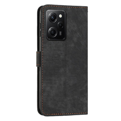 Folio Phone Wallet Case for Xiaomi Redmi Note 12 Pro Speed 5G / Note 12 Pro 5G / Poco X5 Pro 5G , Lines Imprinted Leather Stand Phone Cover