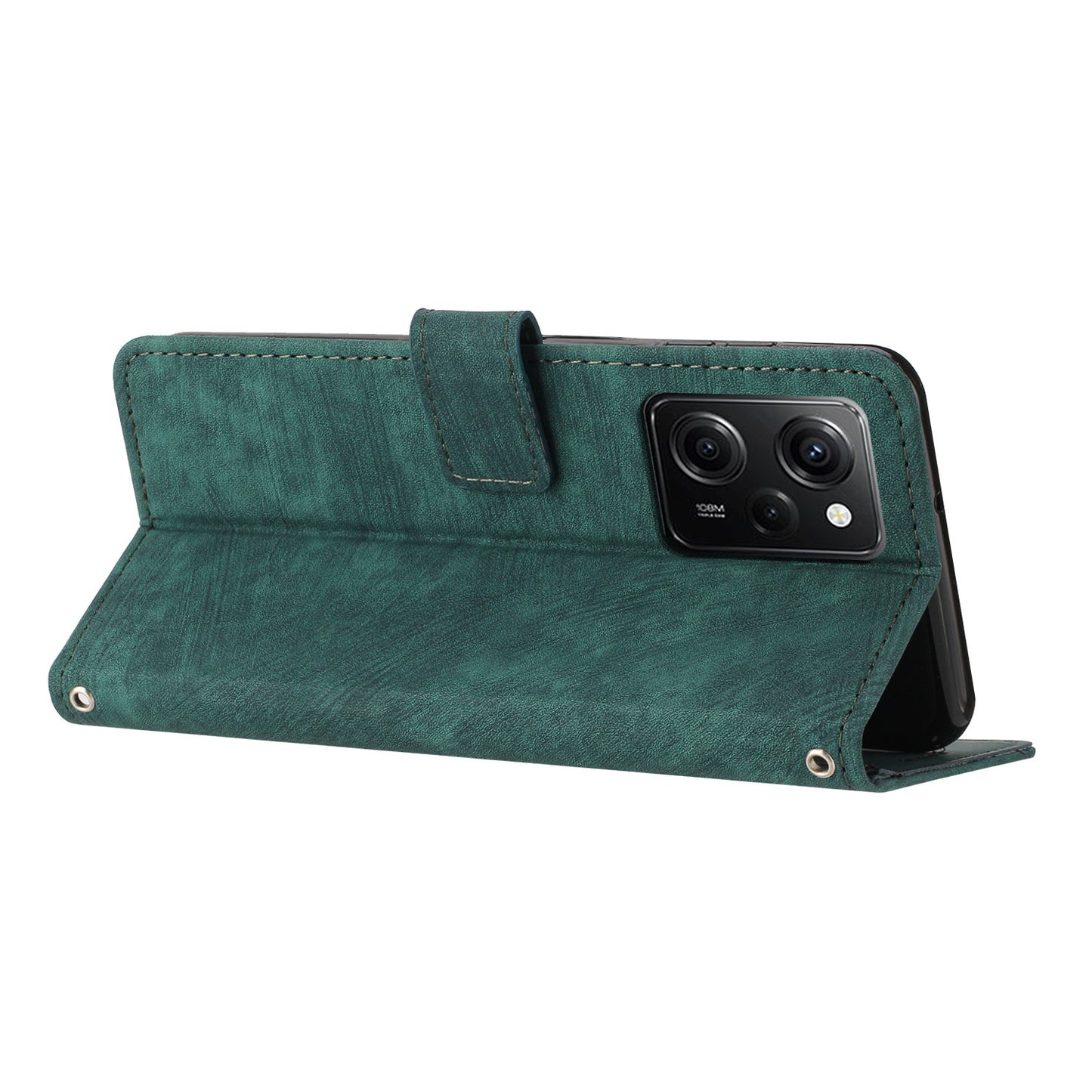 Folio Phone Wallet Case for Xiaomi Redmi Note 12 Pro Speed 5G / Note 12 Pro 5G / Poco X5 Pro 5G , Lines Imprinted Leather Stand Phone Cover