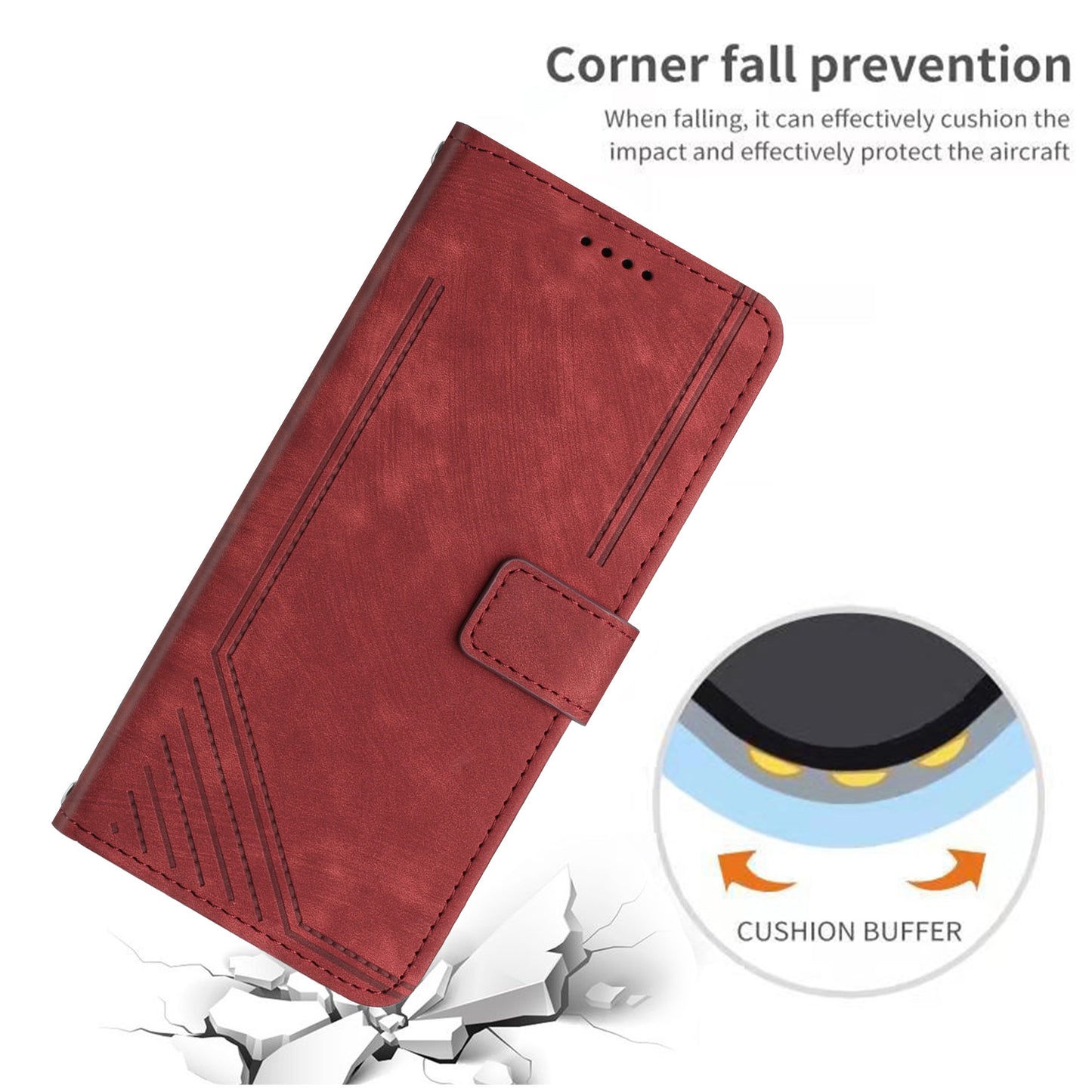 Folio Phone Wallet Case for Xiaomi Redmi Note 12 Pro Speed 5G / Note 12 Pro 5G / Poco X5 Pro 5G , Lines Imprinted Leather Stand Phone Cover