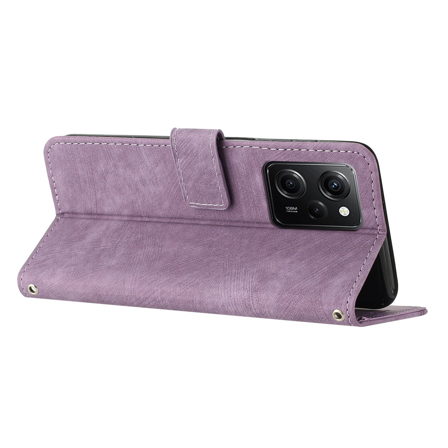 Folio Phone Wallet Case for Xiaomi Redmi Note 12 Pro Speed 5G / Note 12 Pro 5G / Poco X5 Pro 5G , Lines Imprinted Leather Stand Phone Cover