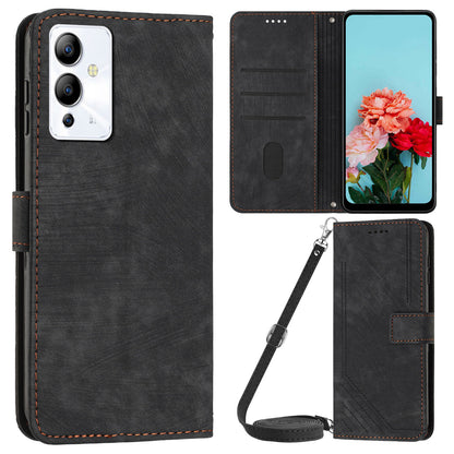 For Infinix Note 12 5G / Note 12 Pro 5G PU Leather Phone Case Lines Imprinted Stand Flip Wallet Cover
