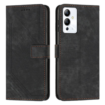 For Infinix Note 12 5G / Note 12 Pro 5G PU Leather Phone Case Lines Imprinted Stand Flip Wallet Cover