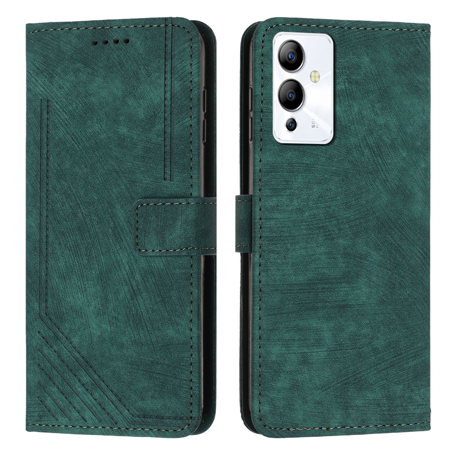 For Infinix Note 12 5G / Note 12 Pro 5G PU Leather Phone Case Lines Imprinted Stand Flip Wallet Cover