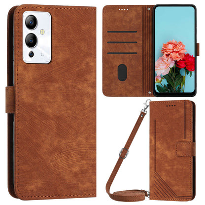 For Infinix Note 12 5G / Note 12 Pro 5G PU Leather Phone Case Lines Imprinted Stand Flip Wallet Cover